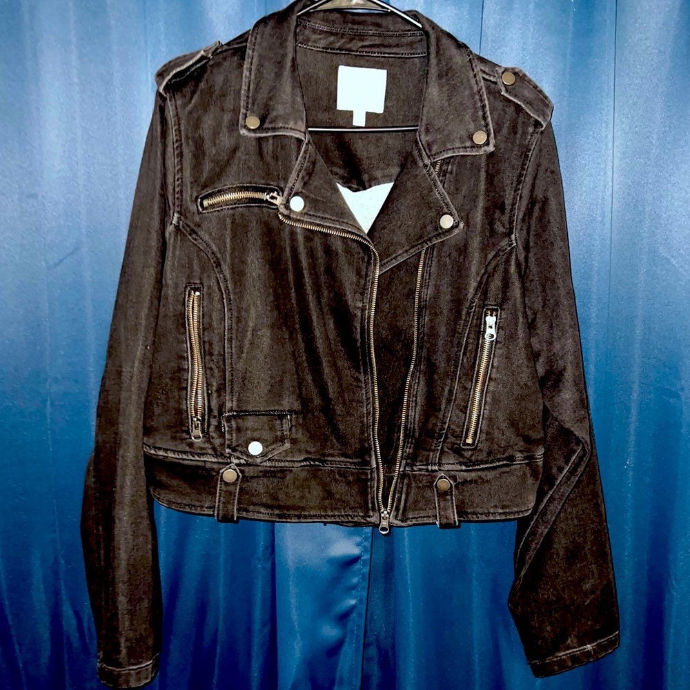 Torrid Plus Size 1 Black Cropped Moto Biker Jacket